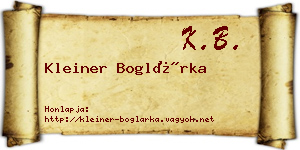 Kleiner Boglárka névjegykártya